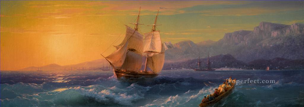 IVAN KOSTANTINOVICH AIVAZOVSKY Barco al atardecer frente a Cap Martin navegando en la parte oceánica Pintura al óleo